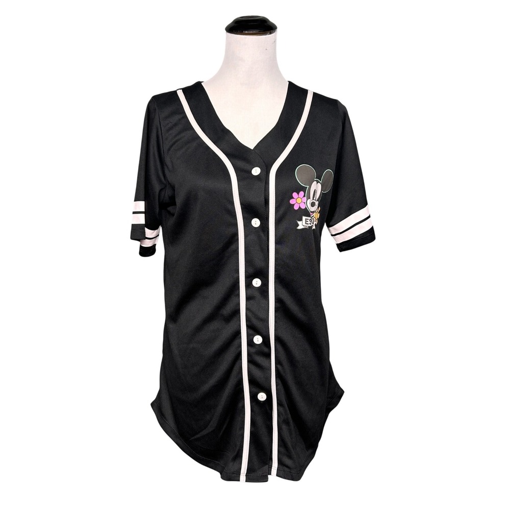 Disney Mickey Mouse Baseball Jersey Women XL Black Always Original Disneycore